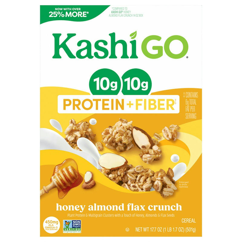 Kashi, GO, Protein + Fiber, Honey Almond Flax Crunch Cereal, 17.7 Oz