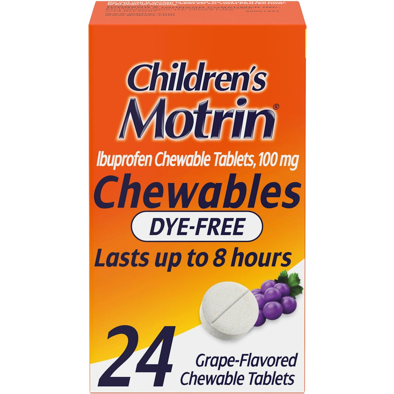 Motrin Children's Ibuprofen Chewable Tablets 100 mg, Grape, 24 Count