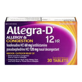 Allegra-D 12 Hour Allergy & Congestion Relief Non-Drowsy Tablets, 30 Count