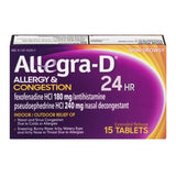 Allegra-D 24 Hour Allergy & Congestion Relief Tablets, 15 Count