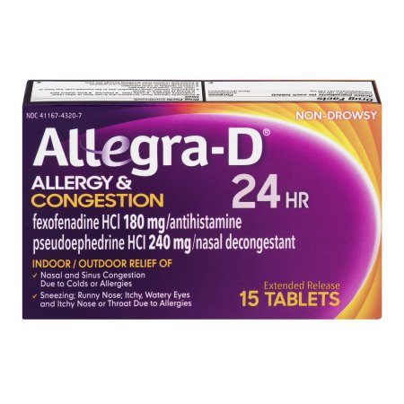 Allegra-D 24 Hour Allergy & Congestion Relief Tablets, 15 Count
