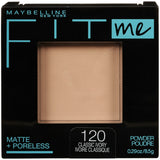 Maybelline Fit Me Matte + Poreless Pressed Powder, 120 Classic Ivory, 0.29 oz
