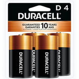 Duracell CopperTop MN1300 D Alkaline Batteries, 1.5V, 4 Pack