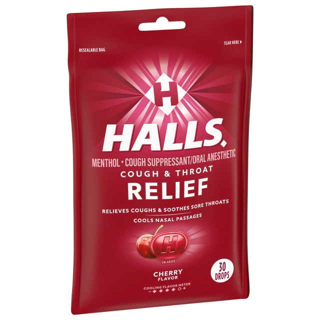 Halls Mentho Lyptus Drops Cherry 30 ct