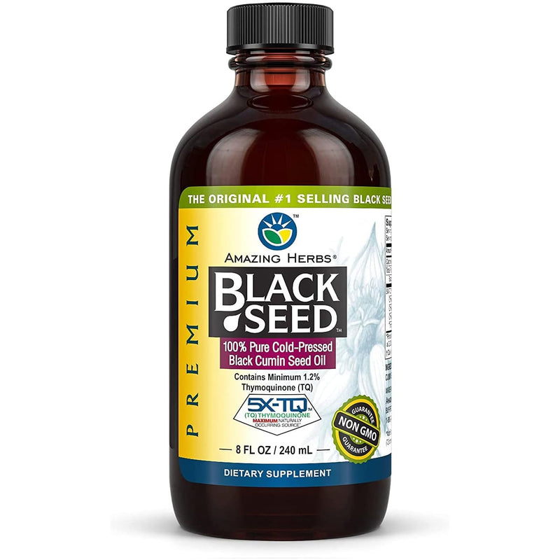 Amazing Herbs Black Seed 100% Pure Cold-Pressed Black Cumin Seed Oil, 8 fl oz