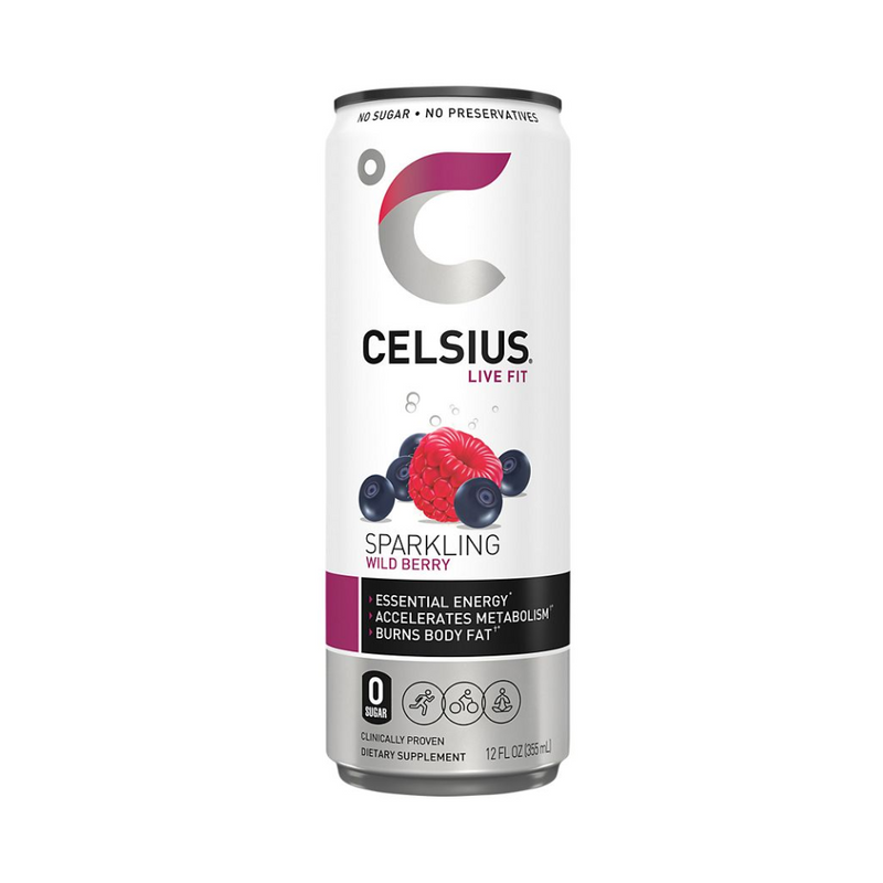 Celsius Sparkling Wild Berry Fitness Drink, Zero Sugar, 12 fl oz Can