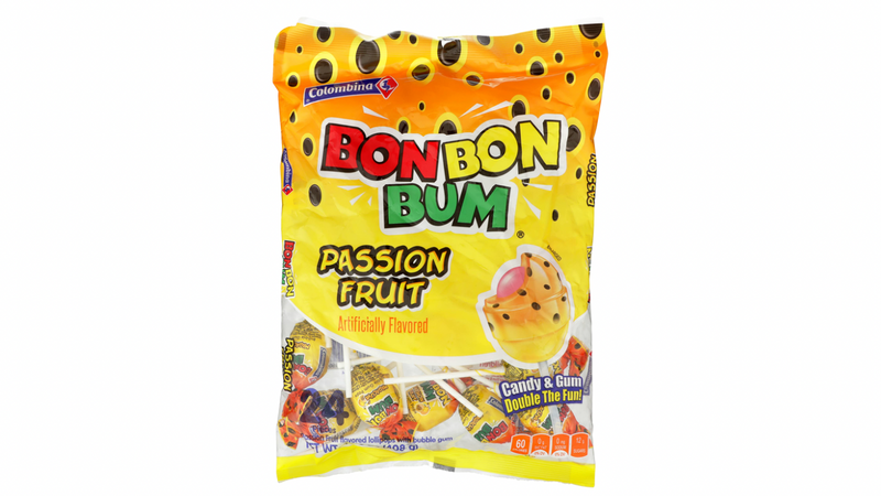 Colombina Bon Bon Bum Lollipops with Bubble Gum Center, 24 ct