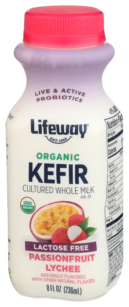 Lifeway Kefir, Organic, Lactose Free, Passionfruit Lychee 8 Fl Oz