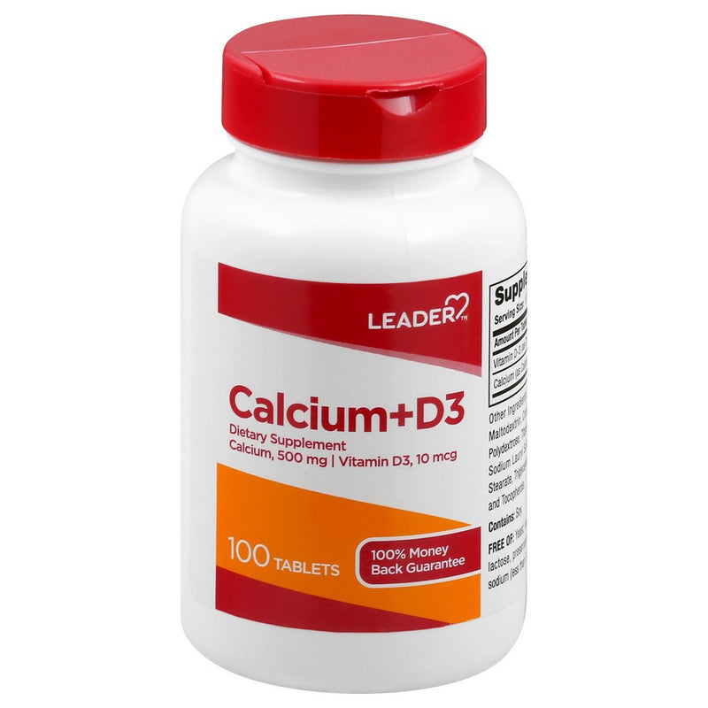 Leader Calcium 500 mg + Vitamin D3 10 mcg 100 Tablets