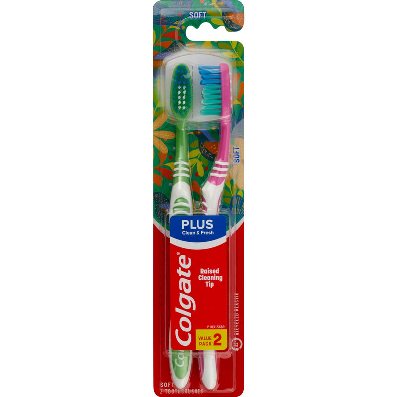 Colgate Plus Full Head Adult Toothbrush  Soft 2 Count