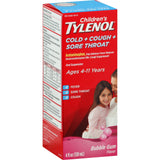 Tylenol Children's Cold + Cough + Sore Throat Oral Suspension, Bubble Gum, 4 fl oz