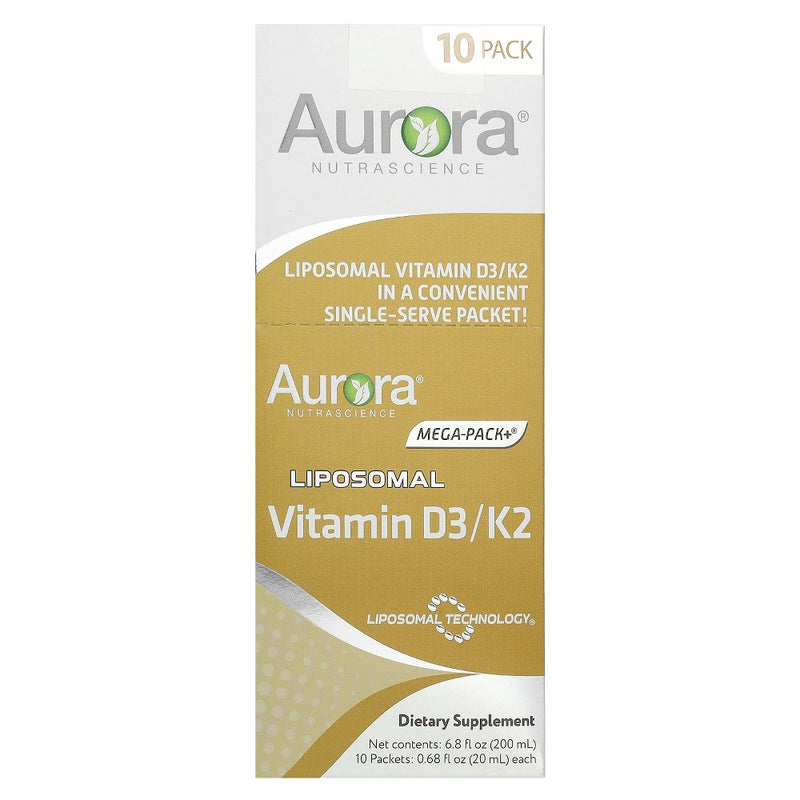 Aurora Nutrascience Liposomal Vitamin D3/K2, 20 ml Packets, 10 ct