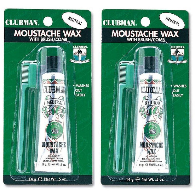 Clubman Moustache Wax with Brush/Comb, 0.5 oz