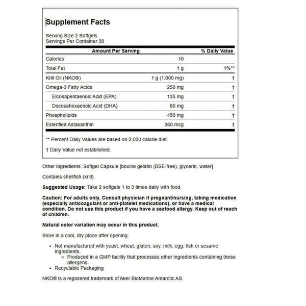 Now Krill Oil 500mg Softgels 60 ct