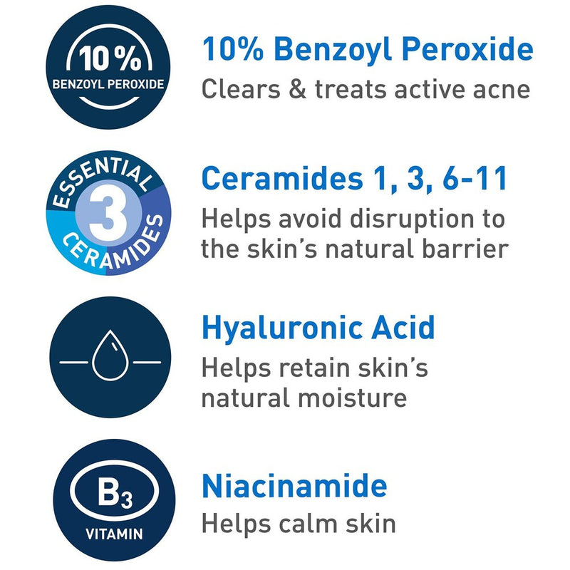 Cerave Acne Foaming 10% Benzoyl Peroxide Cleanser 5oz