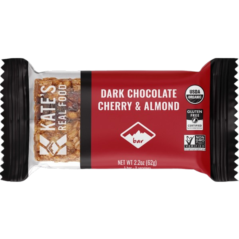 Kates Real Food Organic Dark Chocolate Cherry Almond Handle Bar 2.2 Oz