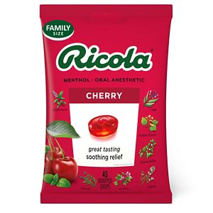 Ricola Menthol Oral Soothing Relief Cherry Drops 45ct
