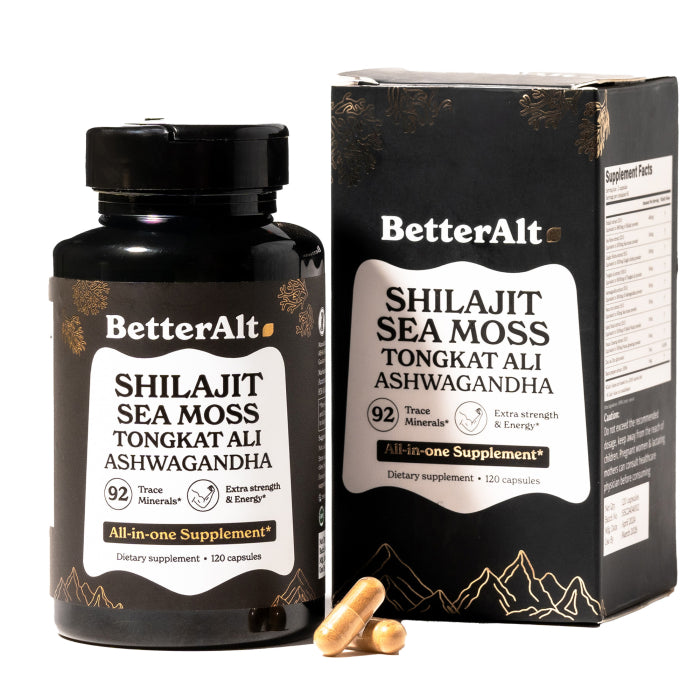 Better Alt Shilajit Sea Moss TA Ashwagandha 92 Minerals Supplement 120 Serving