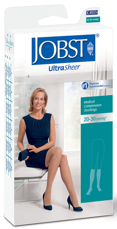JOBST UltraSheer Women's Knee High 121507, 20-30 mmHg, Closed Toe, Classic Black, X-Large Regular
