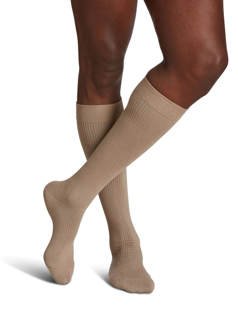 Sigvaris Casual Cotton Calf Compression Socks, 15-20 mmHg, Khaki, Size A
