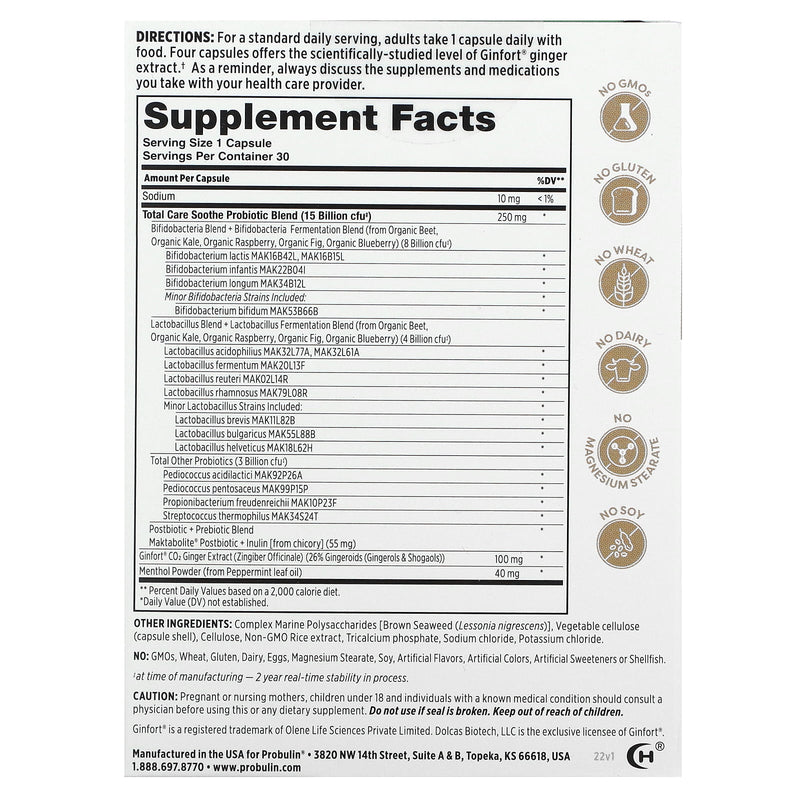 Probulin Probiotic Total Care 15 Billion Caplets 30ct