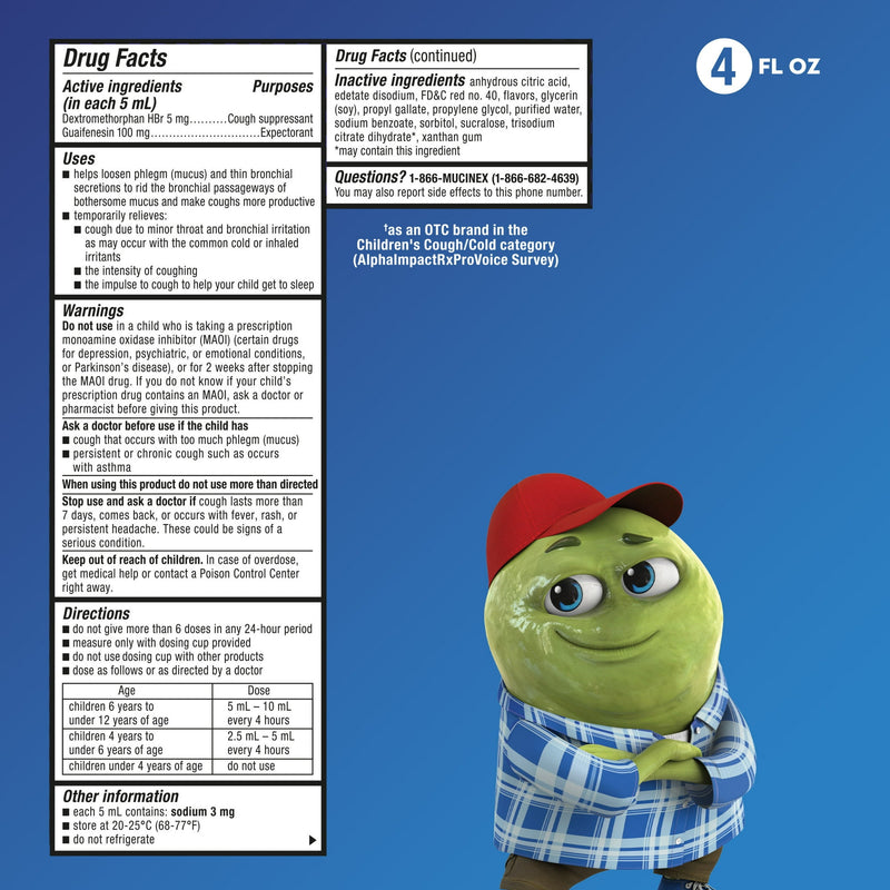 Mucinex Children Cough Suppressant & Expectorant Cherry 4oz