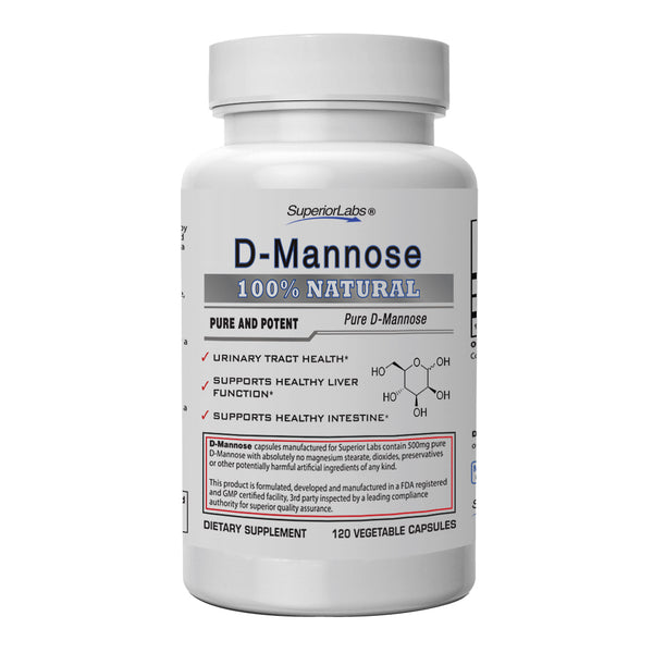 Superior Labs D-Mannose 500mg  120 Vegetable Capsules