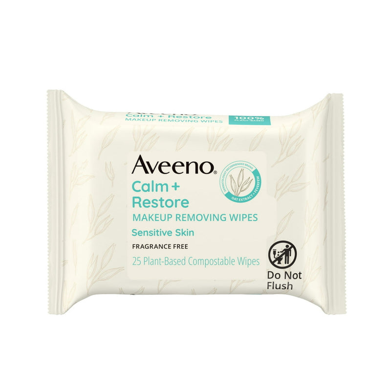 Aveeno Calm + Restaurar toallitas de maquillaje 25CT