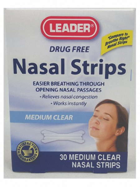 Leader Clear Nasal Strips Medium 30 Count