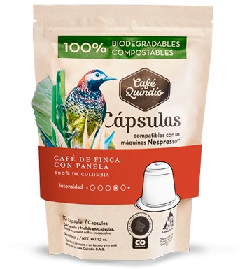Quindio Café Con Panela, 10 Capsulas, Coffee with Raw Cane Sugar