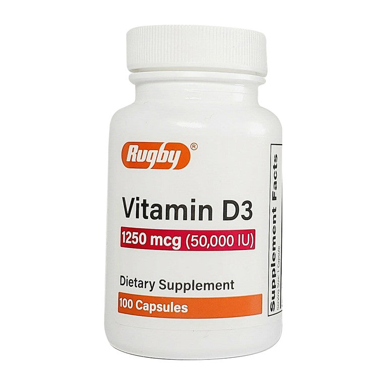 Rugby Vitamin D3 1250 Mcg 50000 IU Supplement Capsules