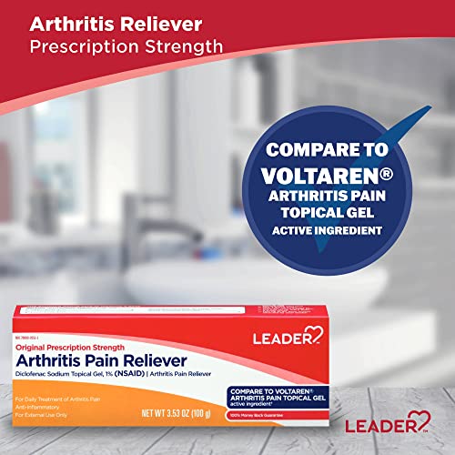 Leader Diclofenac Sodium Topical Arthritis Pain Relief Gel Tube, Powerful Anti-Inflammatory Gel (Compare to Voltaren), 5.30 Ounce, Pack of 2