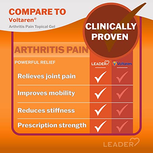 Leader Diclofenac Sodium Topical Arthritis Pain Relief Gel Tube, Powerful Anti-Inflammatory Gel (Compare to Voltaren), 5.30 Ounce, Pack of 2