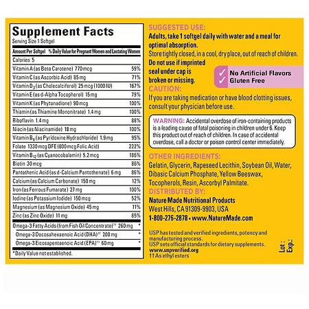 Nature Made Prenatal Folic Acid Softgels 60ct