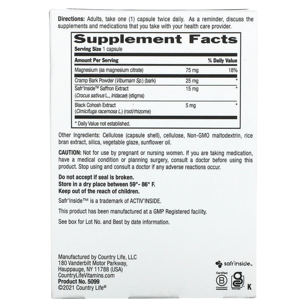 Country Life PMS Rescue Vegetable Capsules 60ct