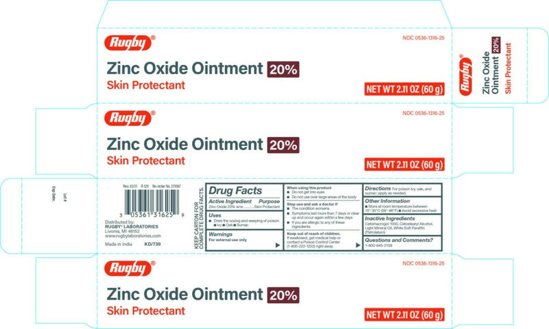 Rugby Zinc Oxide Ointment 20% Skin Protectant, 2.11 oz
