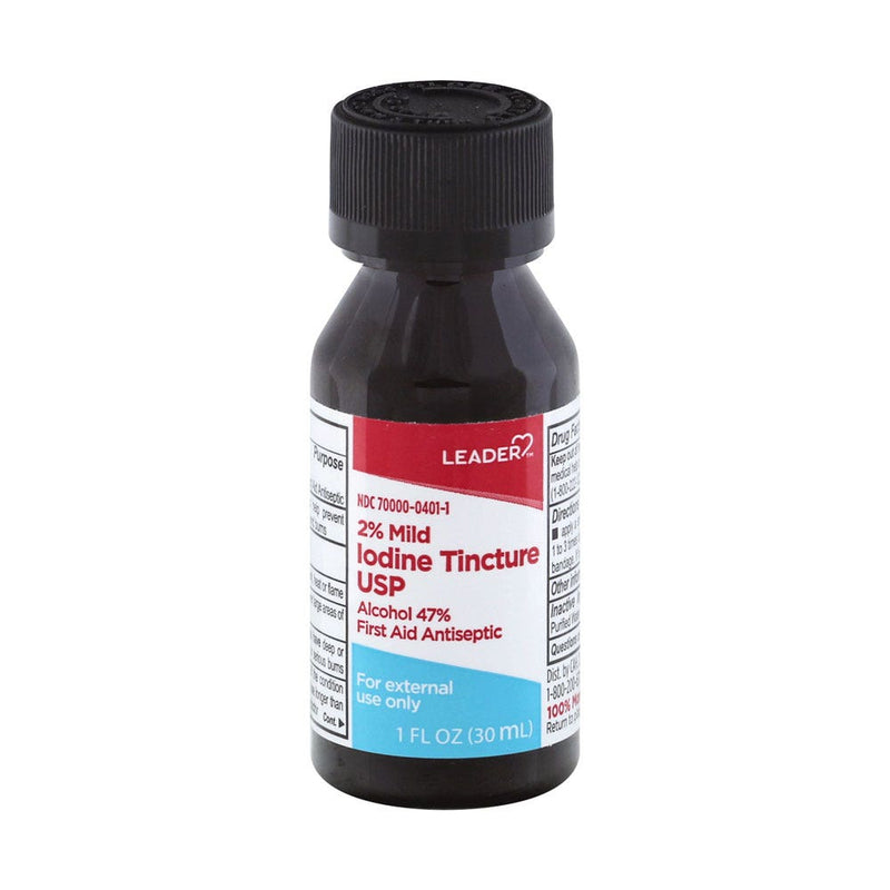 Leader Iodine Tincture USP 2% Mild Antiseptic Solution, 1 Oz