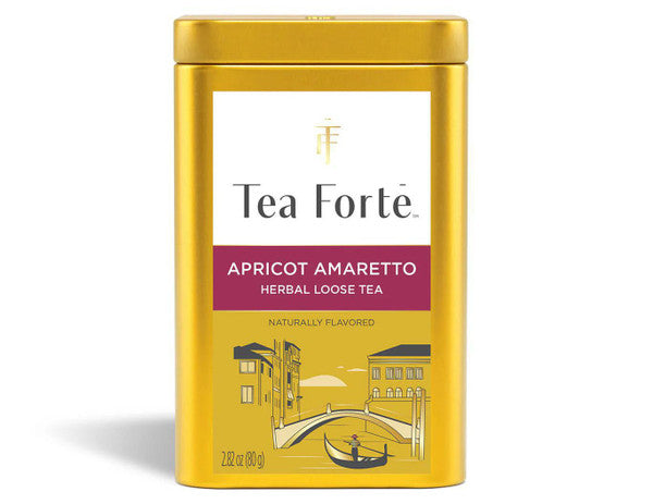 Tea Forte Apricot Amaretto Premium Loose Leaf Caffeine-Free Herbal Tea Blend Canister, Makes 35-50 Cups