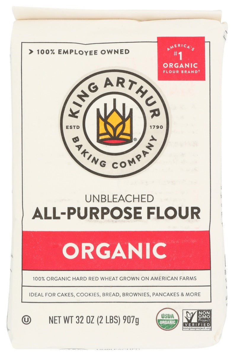 King Arthur Baking Company Non-GMO Organic Unbleached All Purpose Flour 2 Lb