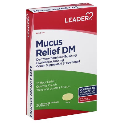 Leader Mucus Relief DM Extended-Release Tablets, 20 Ct