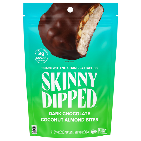 SkinnyDipped Almond Bites, Dark Chocolate Coconut 3.17 Oz