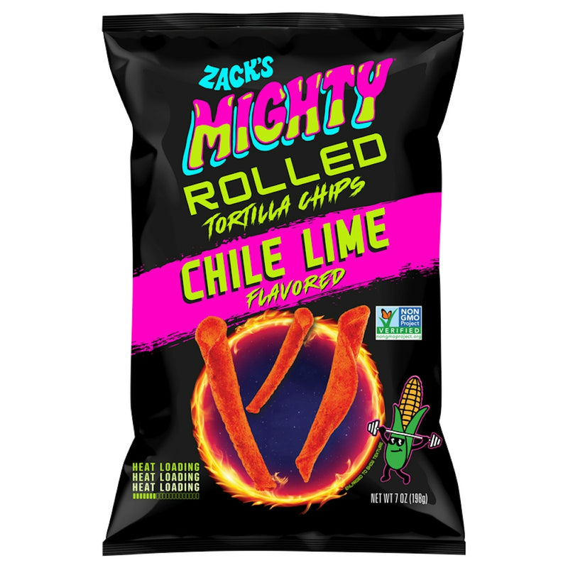 Zack's Mighty, Chile Lime Rolled Tortilla Chips, 7 Oz