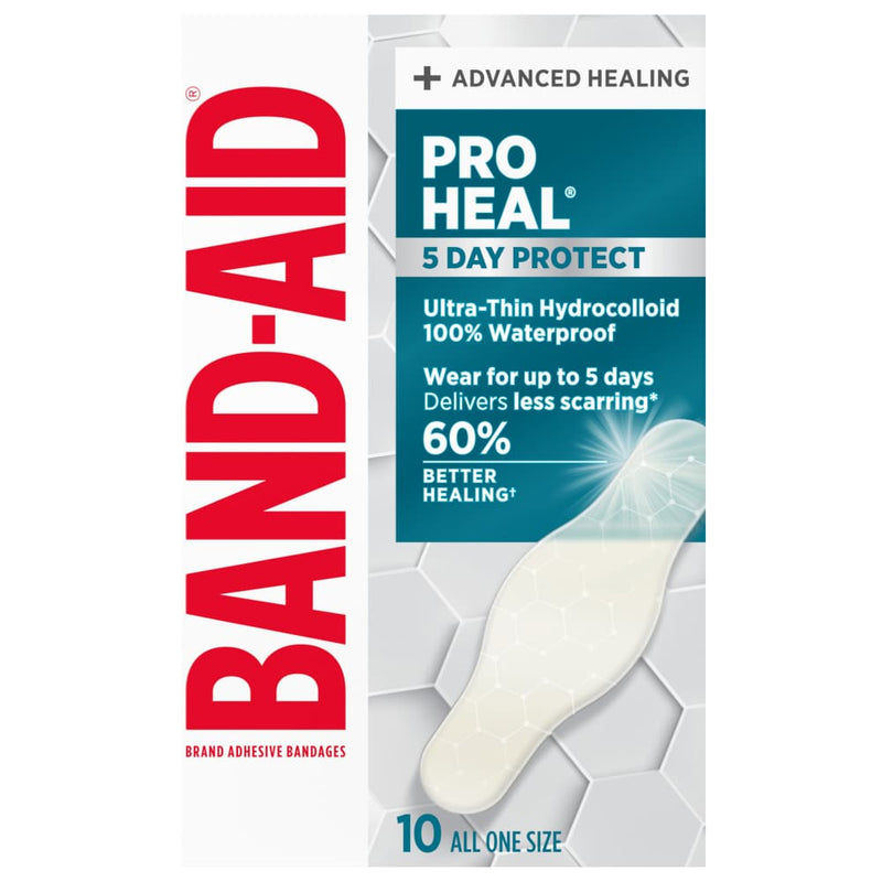 Band-Aid Pro Heal 5 Day Protect Hydrocolloid Bandages, Waterproof, 10 ct