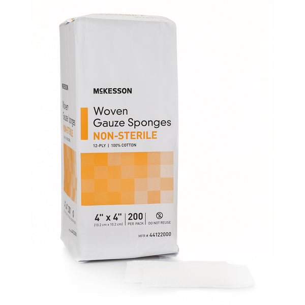 McKesson Woven Gauze Sponges 4" x 4" 12-ply 200ct 44122000