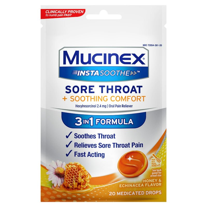 Mucinex InstaSoothe Sore Throat Lozenges, Honey & Echinacea, 20 Ct