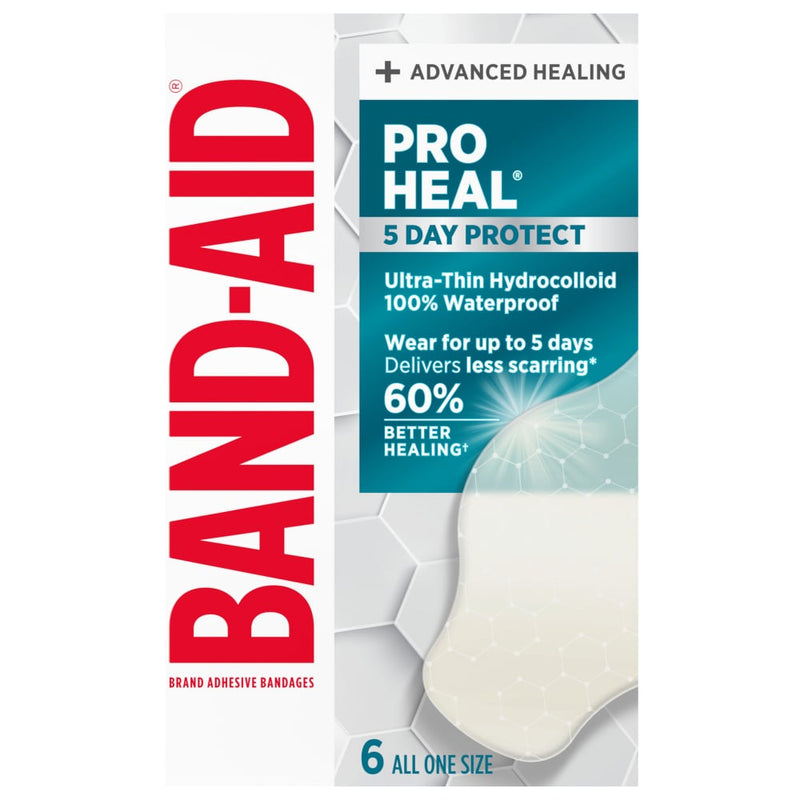 Band-Aid Pro Heal 5 Day Protect Hydrocolloid Bandages, Waterproof, Large, 6 ct