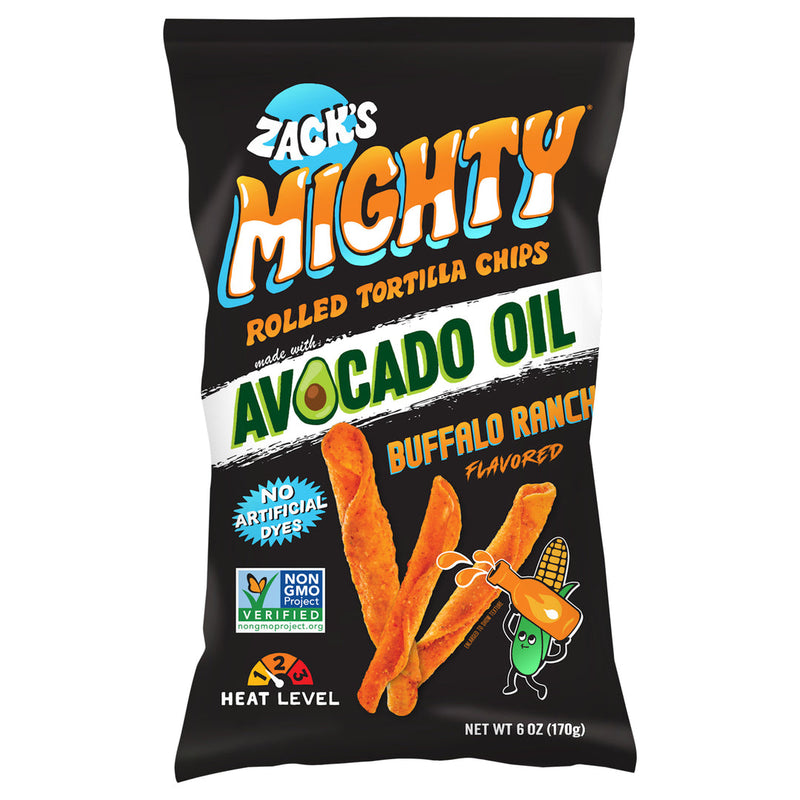 Zack's Mighty Avocado Oil Rolled Tortilla Chips, Buffalo Ranch, 6 oz
