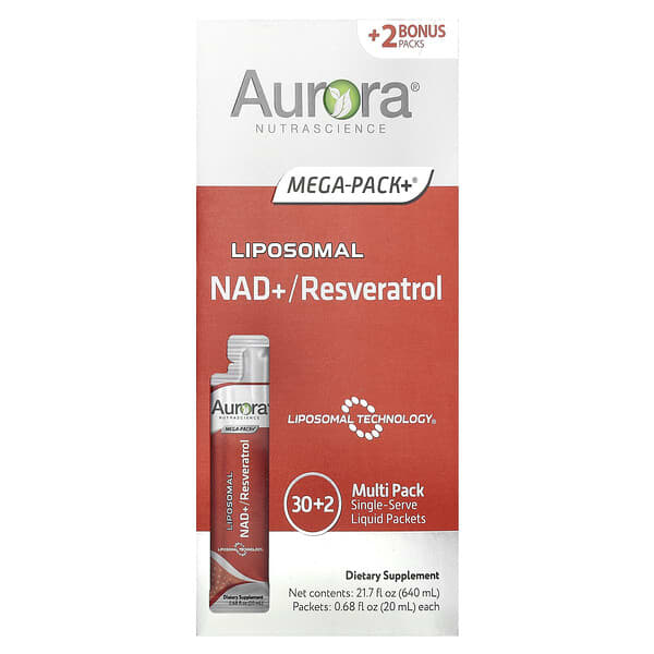 Aurora Nutrascience Liposomal NAD+/Resveratrol, 20 ml Packets, 32 ct