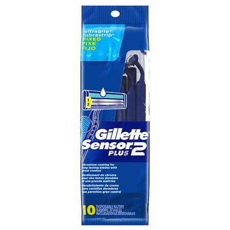 Gillette Sensor2 Plus Men s Disposable Razors  10 Count