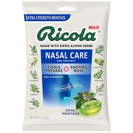 Ricola Max Nasal Care Cool Menthol Drops 34ct